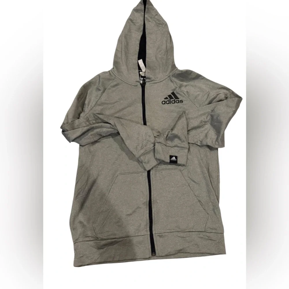 Adidas Heather Gray Hoodie with‎ Black Logo